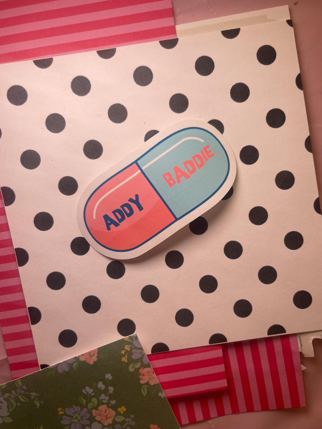 Addy Baddie Sticker | ADHD Girl Vinyl Sticker | Funny Internet Humor Junk Journal Sticker | Chaotic Girl Aesthetic