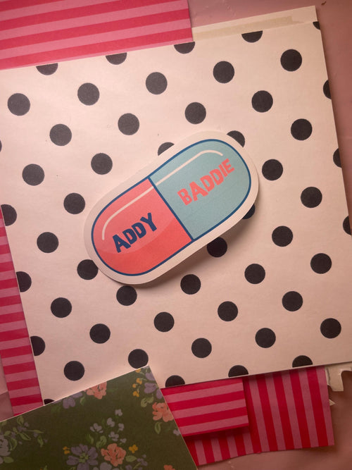 Addy Baddie Sticker | ADHD Girl Vinyl Sticker | Funny Internet Humor Junk Journal Sticker | Chaotic Girl Aesthetic