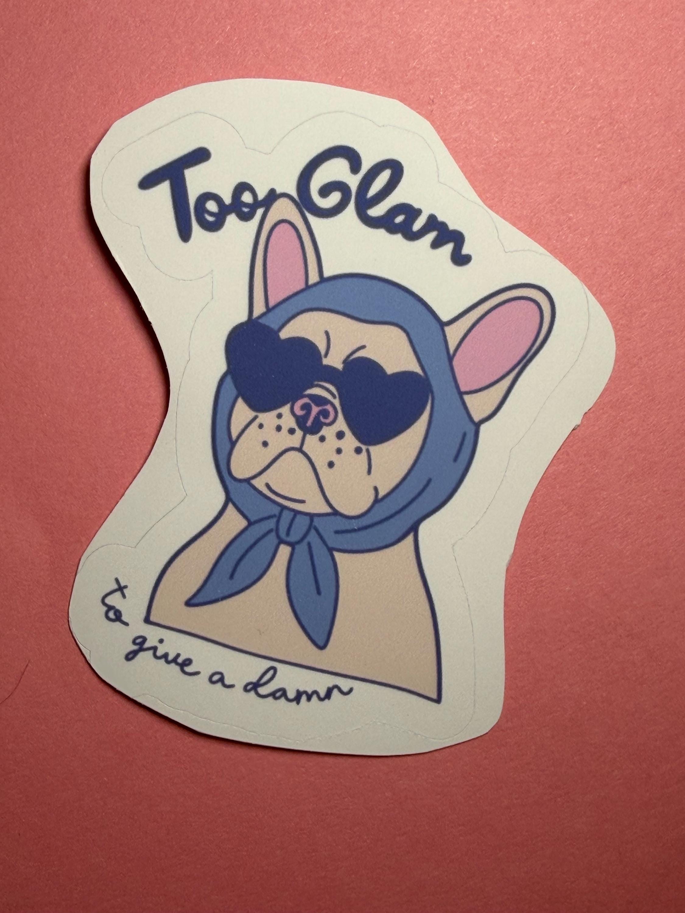 Glam French Bulldog Sticker – Waterproof Vinyl Dog Art (Laptop, Water Bottle)