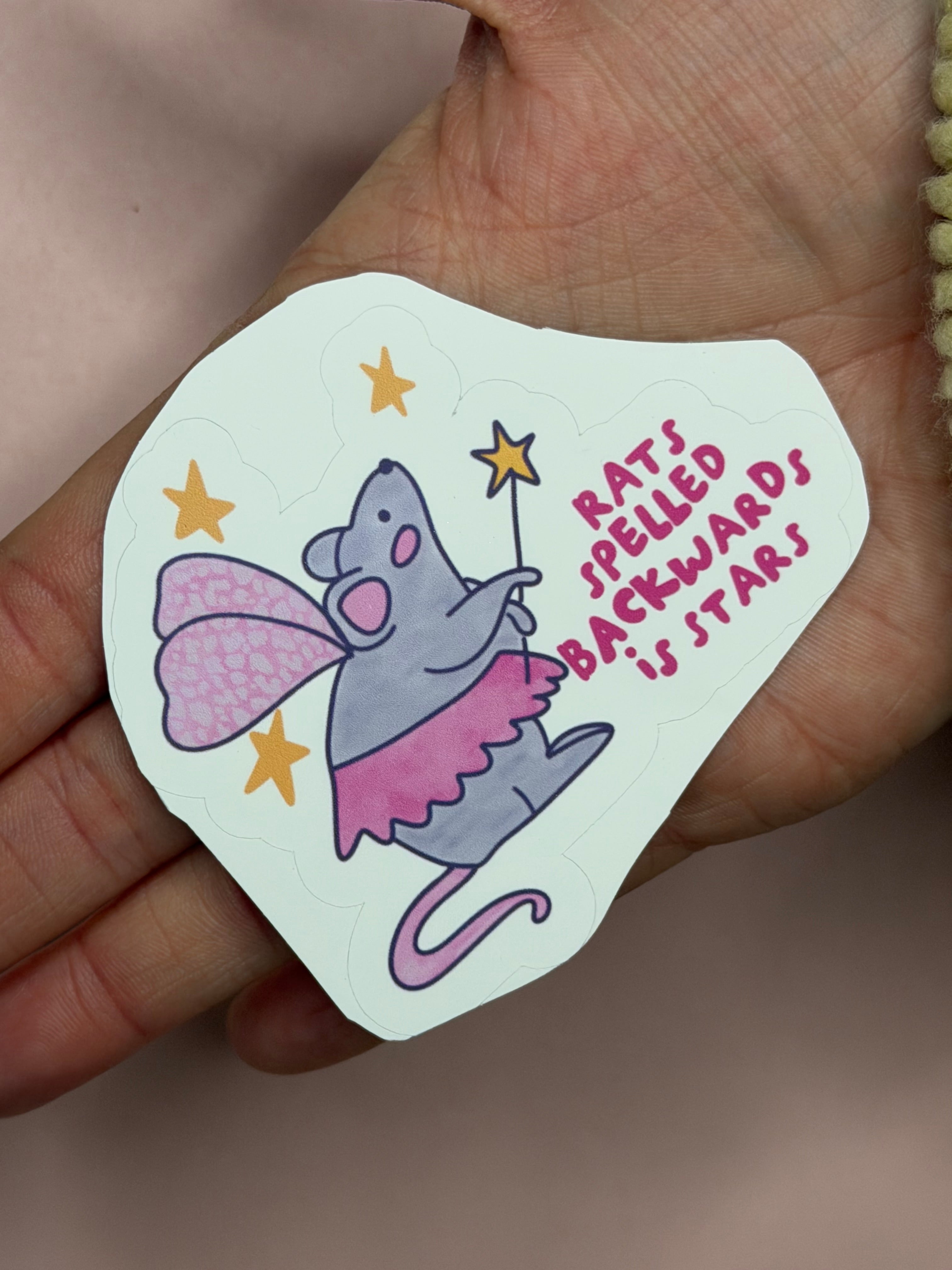 Fairy Rat Sticker – Rats Spelled Backwards Is Stars