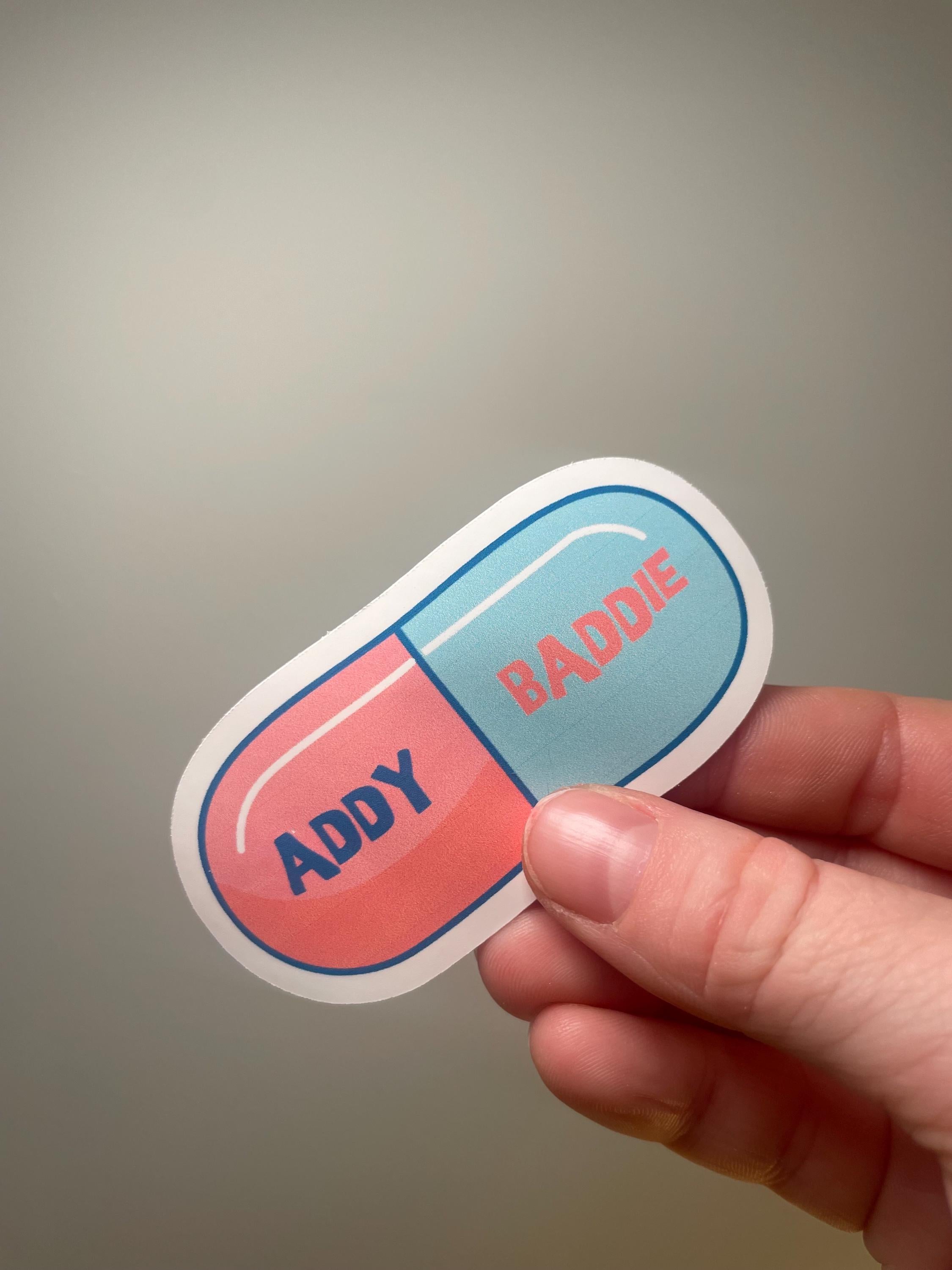 Addy Baddie Sticker | ADHD Girl Vinyl Sticker | Funny Internet Humor Junk Journal Sticker | Chaotic Girl Aesthetic