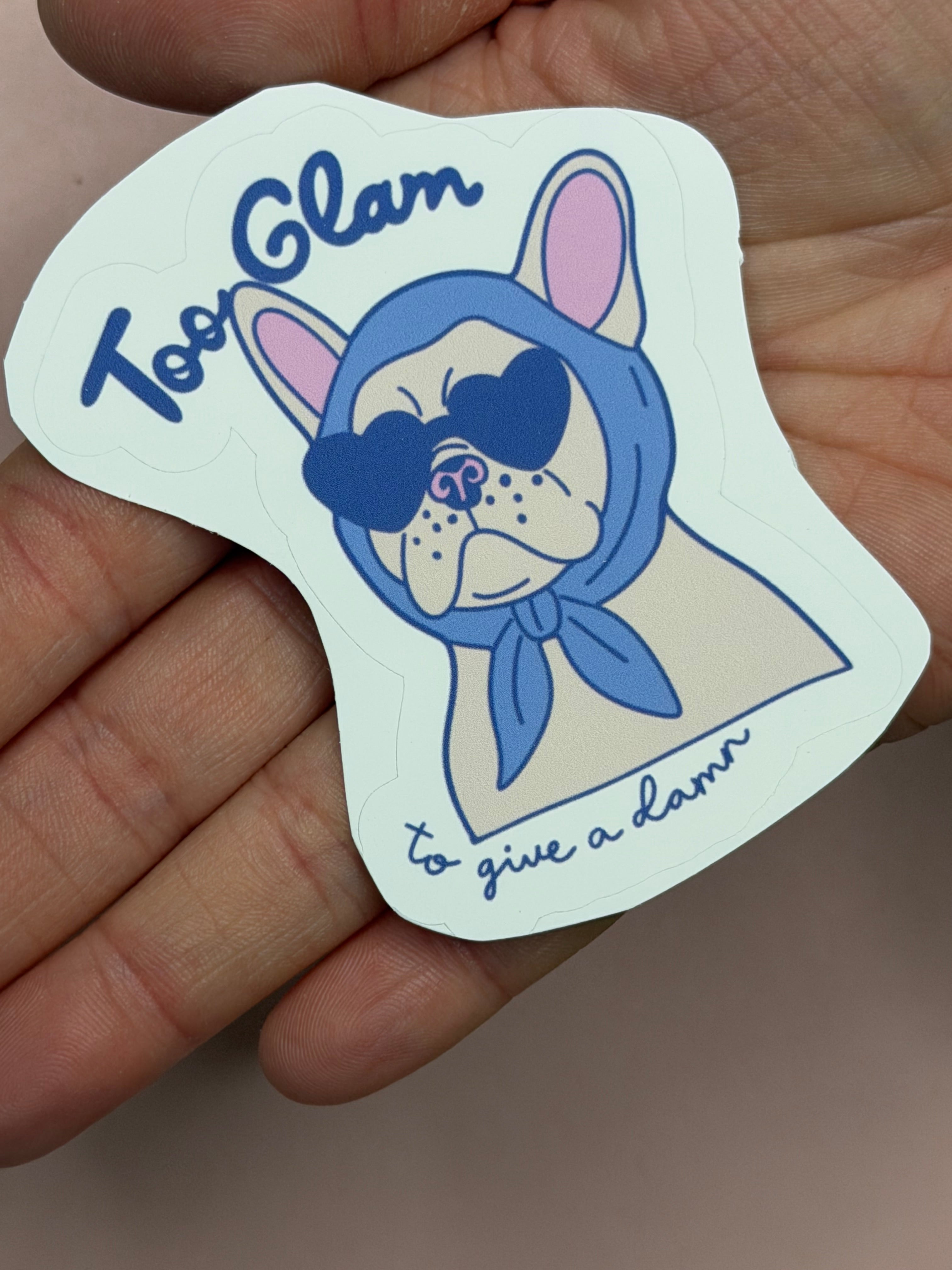 Glam French Bulldog Sticker – Waterproof Vinyl Dog Art (Laptop, Water Bottle)