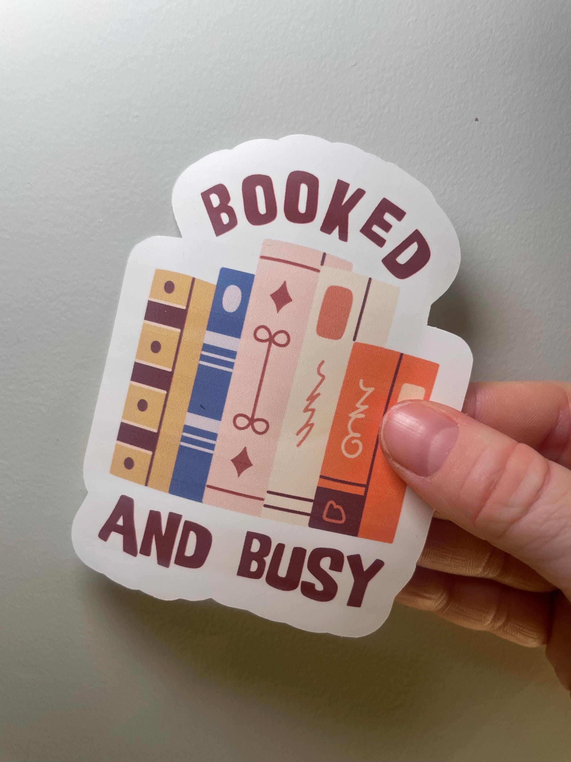Booked & Busy Sticker | Reading Goal Tracker Vinyl Sticker | Book Lover Junk Journal Sticker | Reader Achievement Sticker