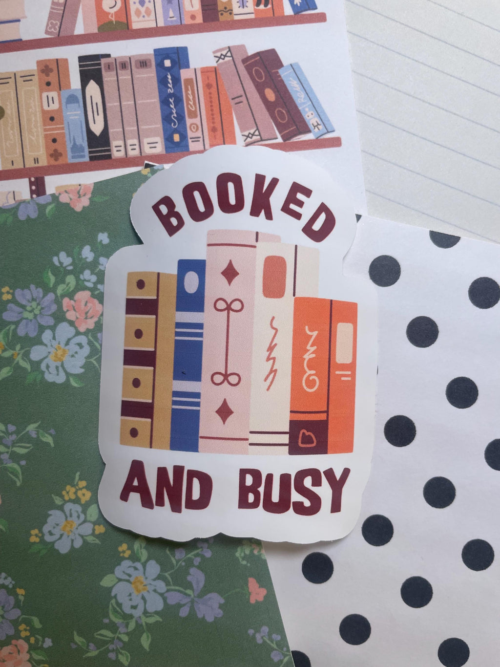 Booked & Busy Sticker | Reading Goal Tracker Vinyl Sticker | Book Lover Junk Journal Sticker | Reader Achievement Sticker