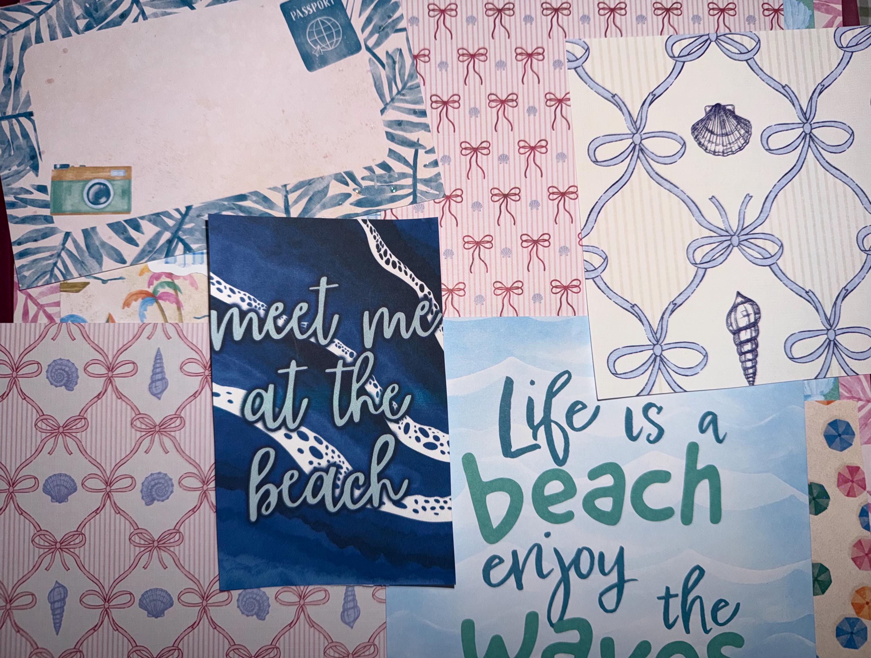 Summer Junk Journal Mystery Pack | Beach Vacation Stationery Stickers (25 Piece Kit)